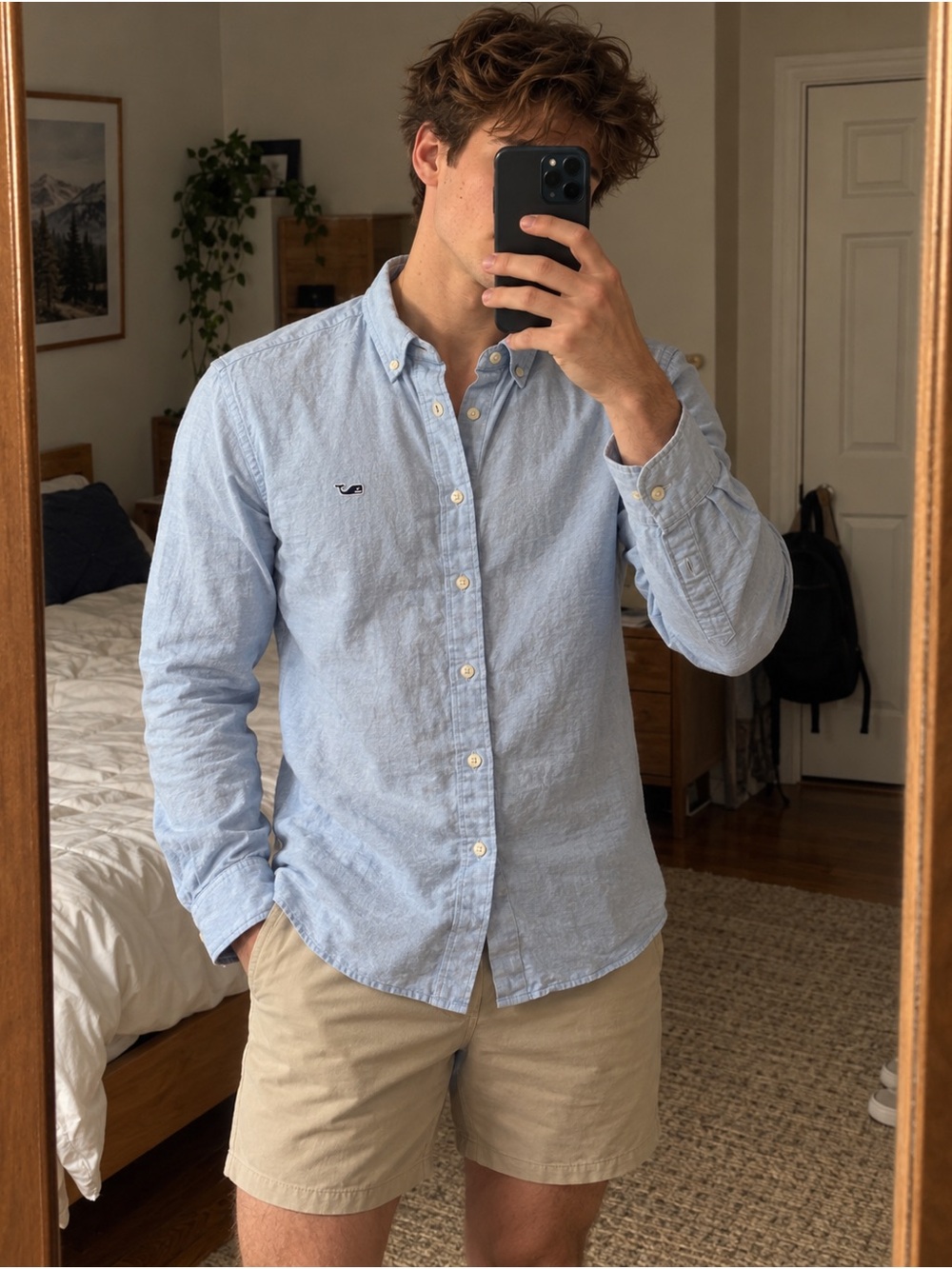 Vineyard Vines Light Blue Button-Down Linen Shirt size M